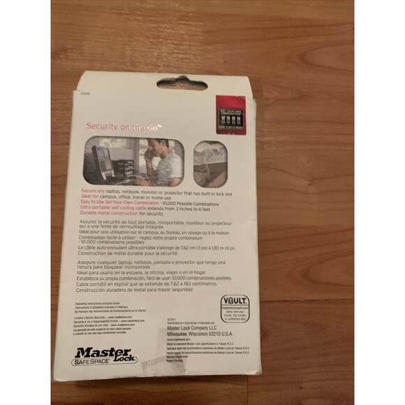 Master Lock Safe Space Computer Laptop PC Combination Steel Cable Chain - Picture 5 of 7